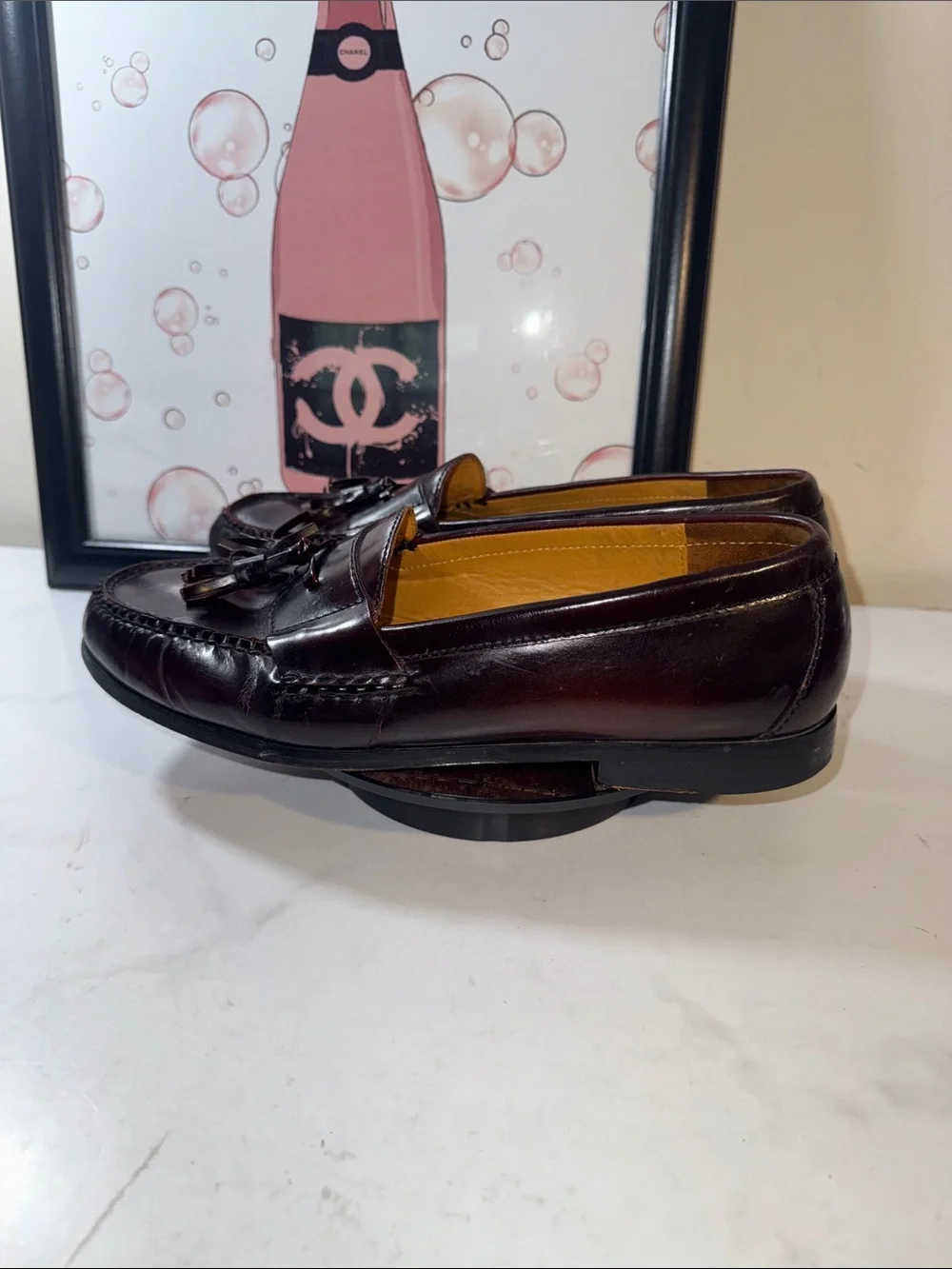 Cole Haan Men's Tassel Loafers in Deep Burgundy Leather - Size 10.5D